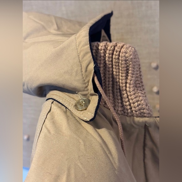 Vintage 1950’s Selvy Fur Company tan canvas navy wool Reversible Hooded Cape OS - Picture 8 of 11